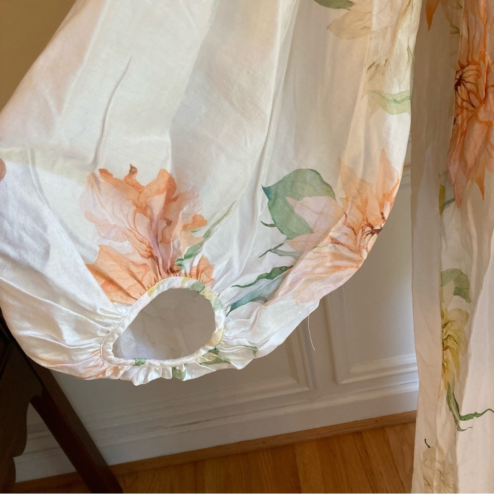 H&M White Orange Yellow Floral Print Midi Maxi Dress - Picture 13 of 16